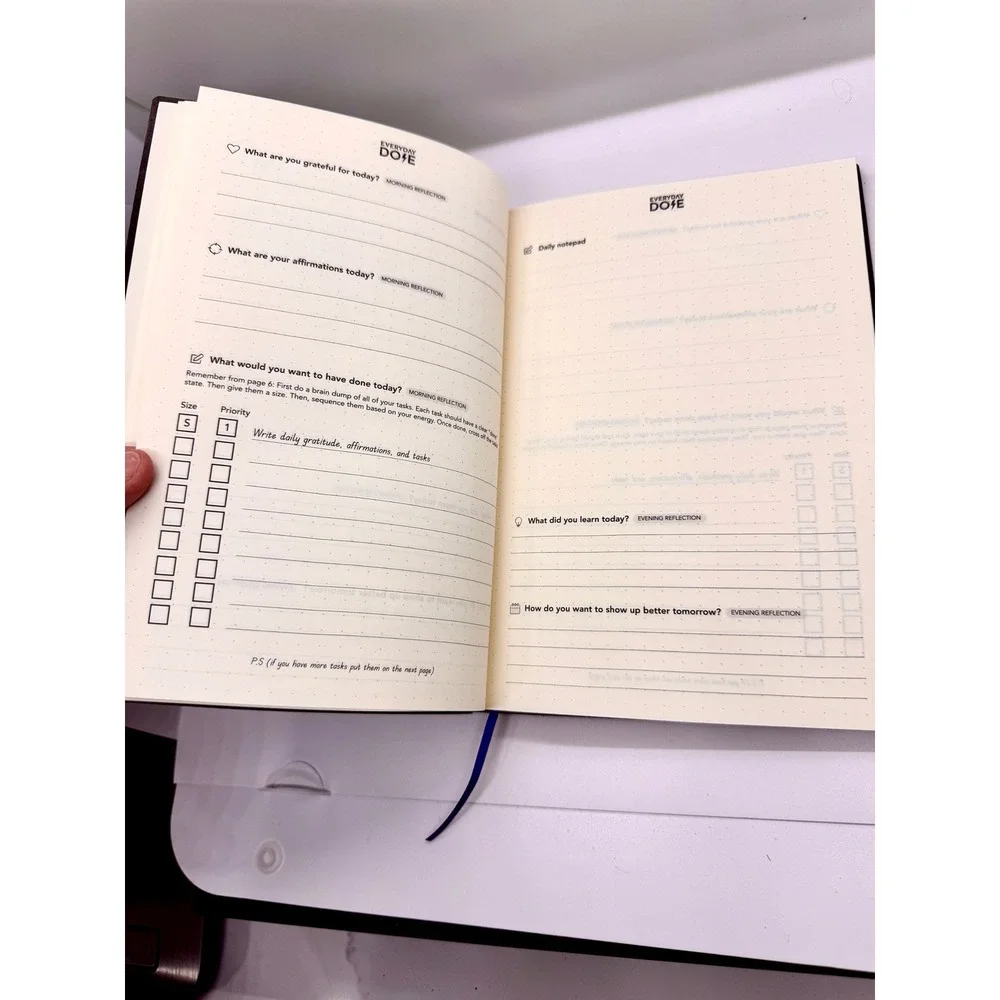 Everyday Dose Focus Journal Productivity Planner Black Faux Leather 2025 New‎